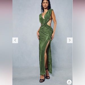 Green Plisse maxi dress